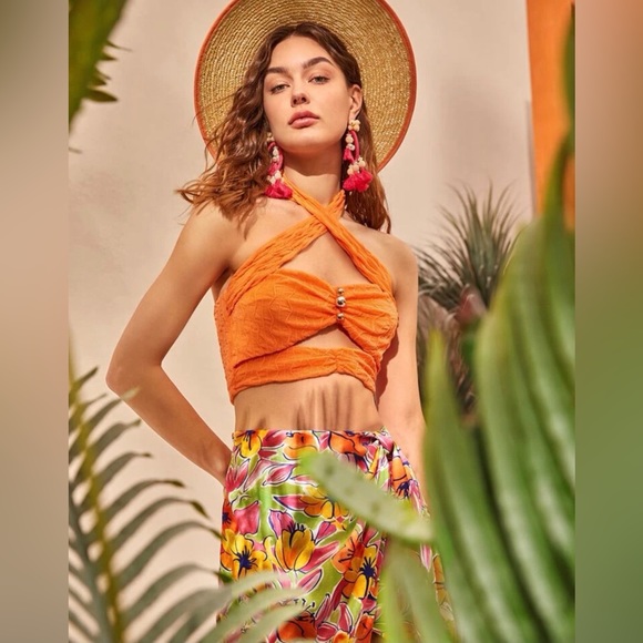 Summer Halter Top & Side Wrap Skirt 2 Piece Set - Picture 10 of 11